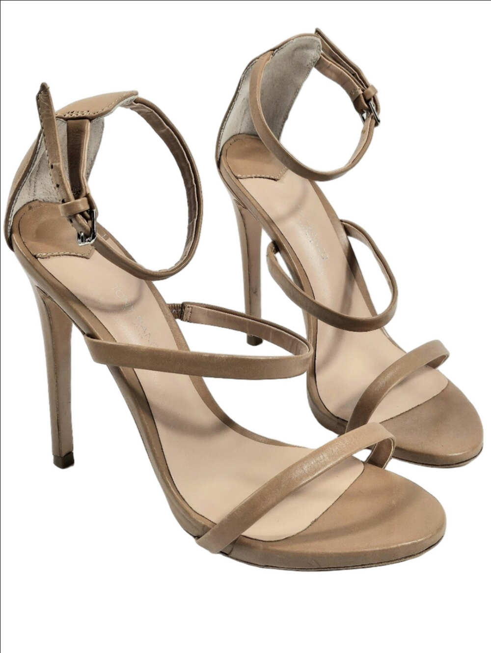 Tony Bianco Atkins Leather High Heel Slim Strappy Sandal In Skin Capretto